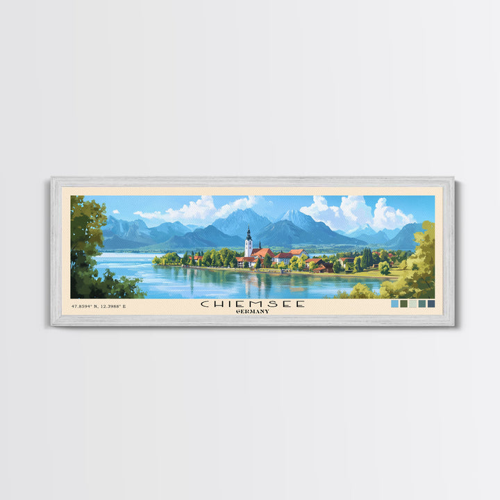 Chiemsee, Germany Panoramic Print, Vacation Gift, Germany Wall Art, Beach Painting, Beach Decor, Beach Or Lakehouse Art