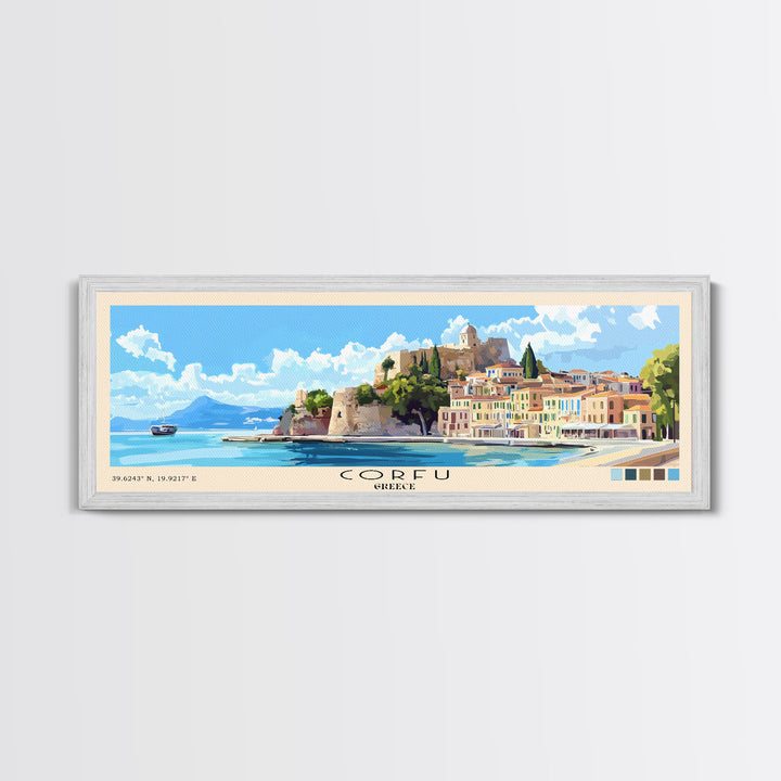 Corfu, Greece Panoramic Print, Vacation Gift, Greece Wall Art, Vacation Wall Art, Vacatation Memories, Beach Decor, Beach Or Lakehouse Art