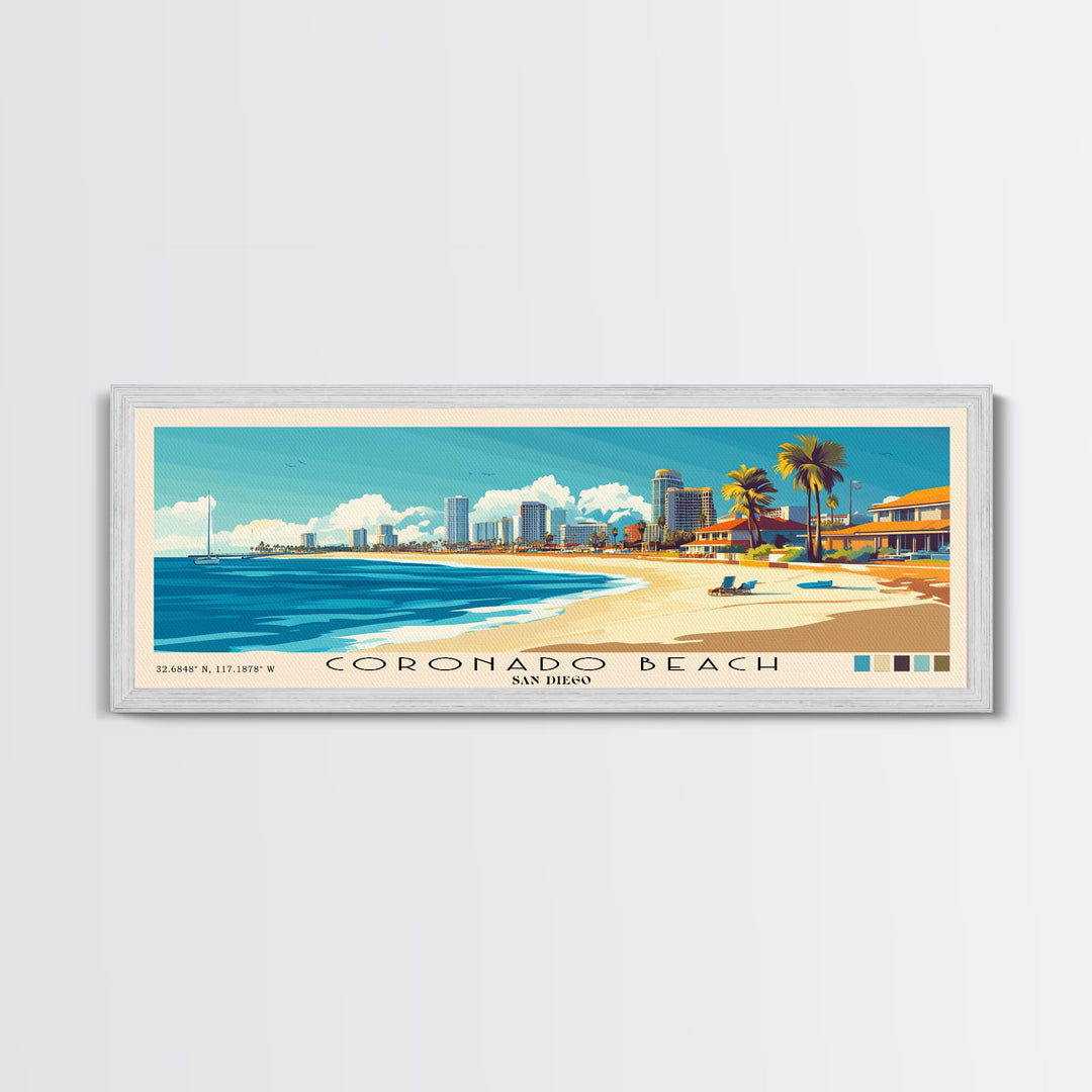 Coronado Beach, San Diego Panoramic Print, Vacation Gift, San Diego Wall Art, Vacation Wall Art, Vacatation Memories, Beach Decor, Beach Or Lakehouse Art