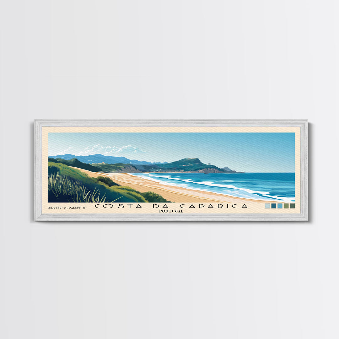 Costa da Caparica, Portugal Panoramic Print, Vacation Gift, Portugal Wall Art, Vacation Wall Art, Vacatation Memories, Beach Decor, Beach Or Lakehouse Art