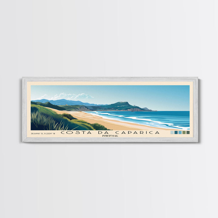 Costa da Caparica, Portugal Panoramic Print, Vacation Gift, Portugal Wall Art, Vacation Wall Art, Vacatation Memories, Beach Decor, Beach Or Lakehouse Art