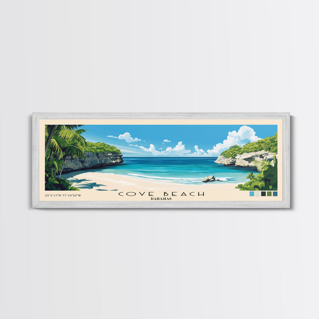 Cove Beach, Bahamas Panoramic Print, Vacation Gift, Bahamas Wall Art, Vacation Wall Art, Vacatation Memories, Beach Decor, Beach Or Lakehouse Art