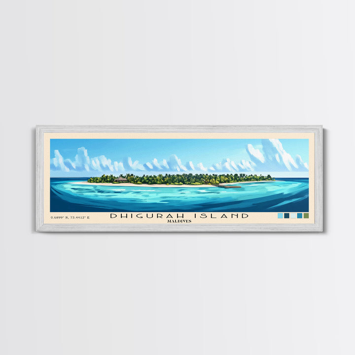 Dhigurah Island, Maldives Panoramic Beach Print, Vacation Gift, Maldives Wall Art, Beach Painting, Beach Decor, Beach Painting