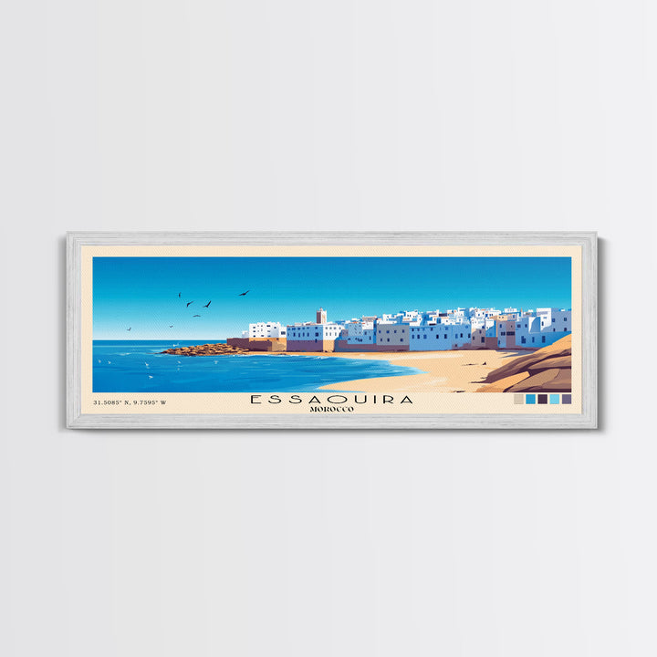 Essaouira, Morocco Panoramic Print, Vacation Gift, Morocco Wall Art, Beach Painting, Beach Decor, Beach Or Lakehouse Art