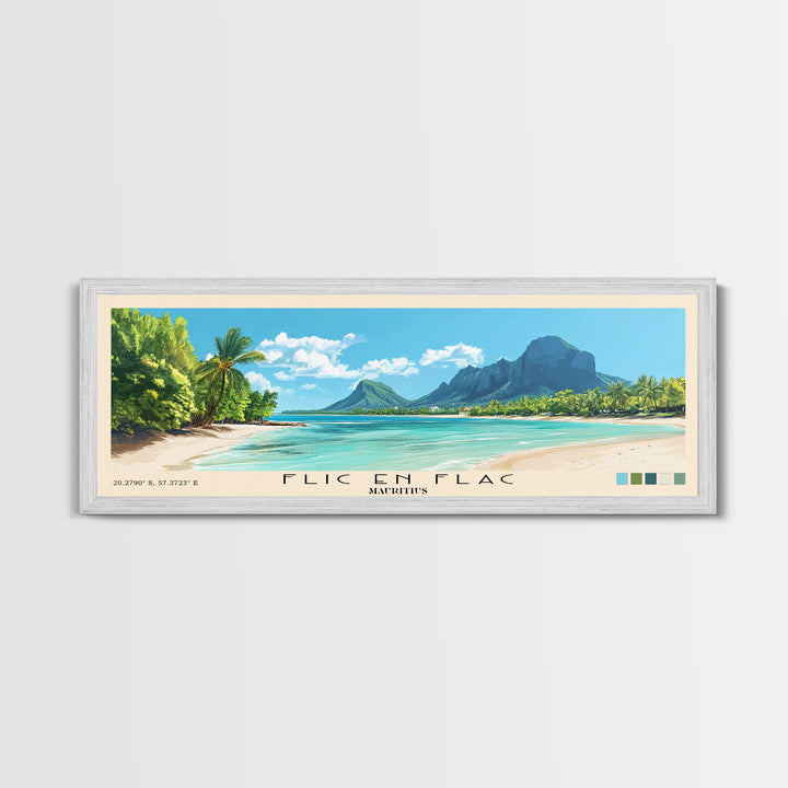 Flic en Flac, Mauritius Panoramic Print, Vacation Gift, Mauritius Wall Art, Vacation Wall Art, Vacatation Memories, Beach Decor, Beach Or Lakehouse Art