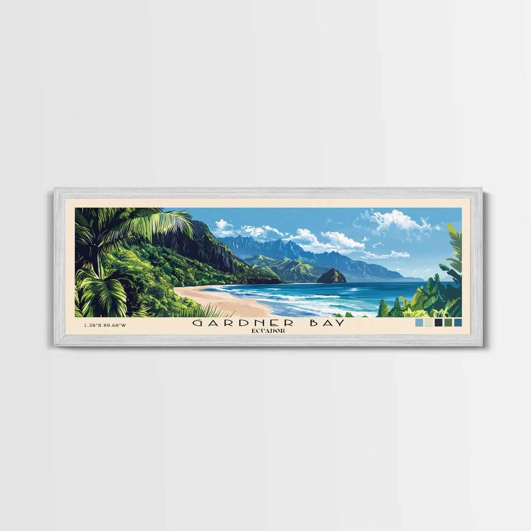 Gardner Bay, Ecuador Panoramic Beach Print, Vacation Gift, Ecuador Wall Art, Beach Painting, Beach Decor, Beach Painting