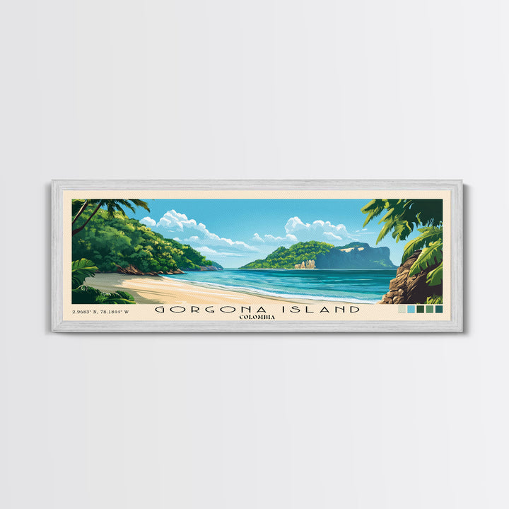 Gorgona Island, Colombia Panoramic Beach Print, Vacation Gift, Colombia Wall Art, Beach Painting, Beach Decor, Beach Painting