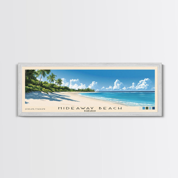 Hideaway Beach, Bahamas Panoramic Print, Vacation Gift, Bahamas Wall Art, Beach Painting, Beach Decor, Large Wall Art, Wood Frame Art