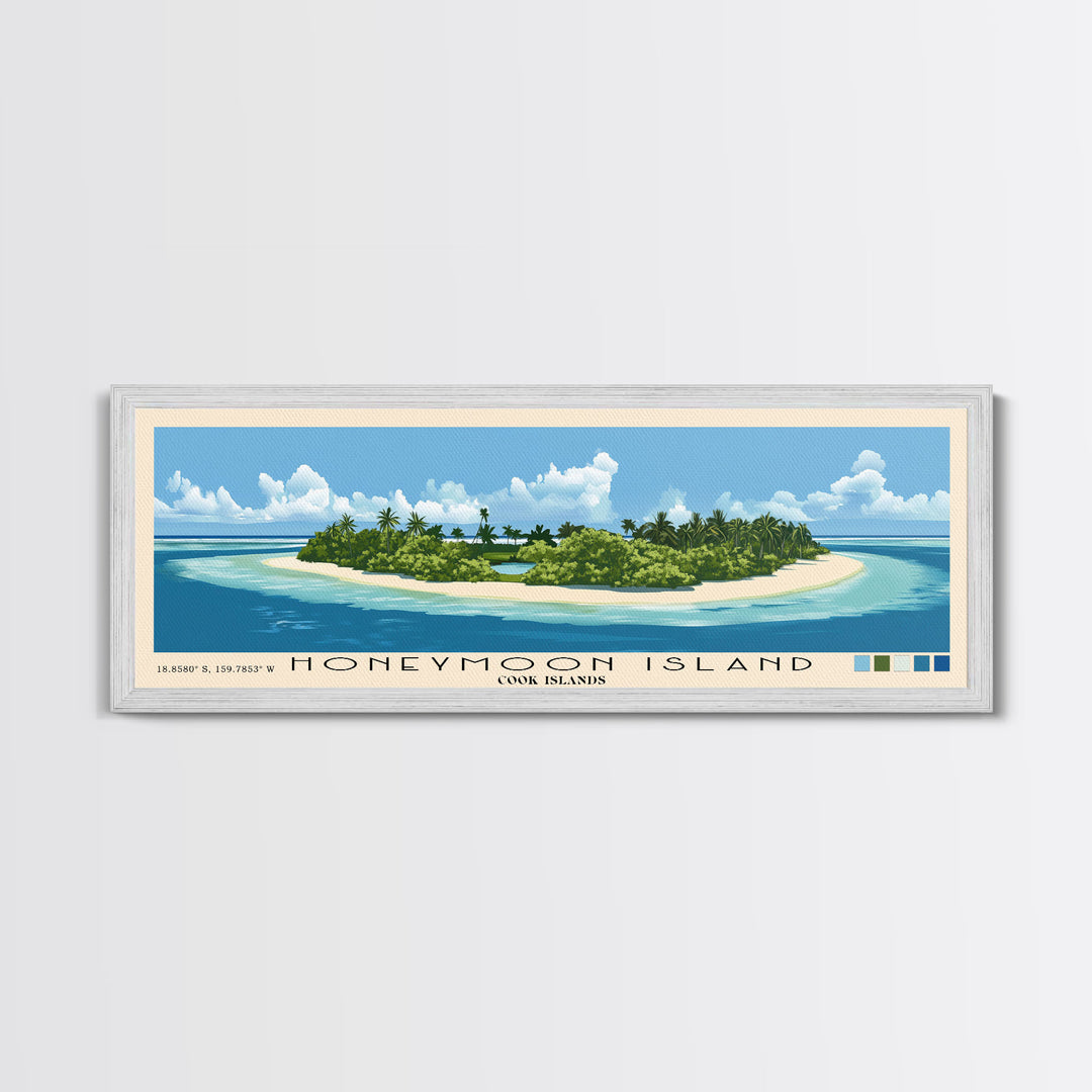 Honeymoon Island, Cook Islands Panoramic Print, Vacation Gift, Cook Islands Wall Art, Vacation Wall Art, Vacatation Memories, Beach Decor, Beach Or Lakehouse Art