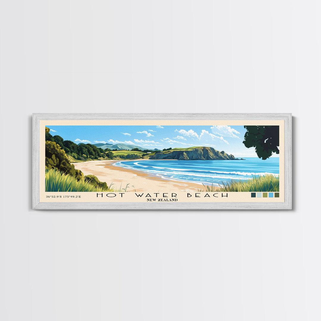 Hot Water Beach, New Zealand Panoramic Print, Vacation Gift, New Zealand Wall Art, Vacation Wall Art, Vacatation Memories, Beach Decor, Beach Or Lakehouse Art