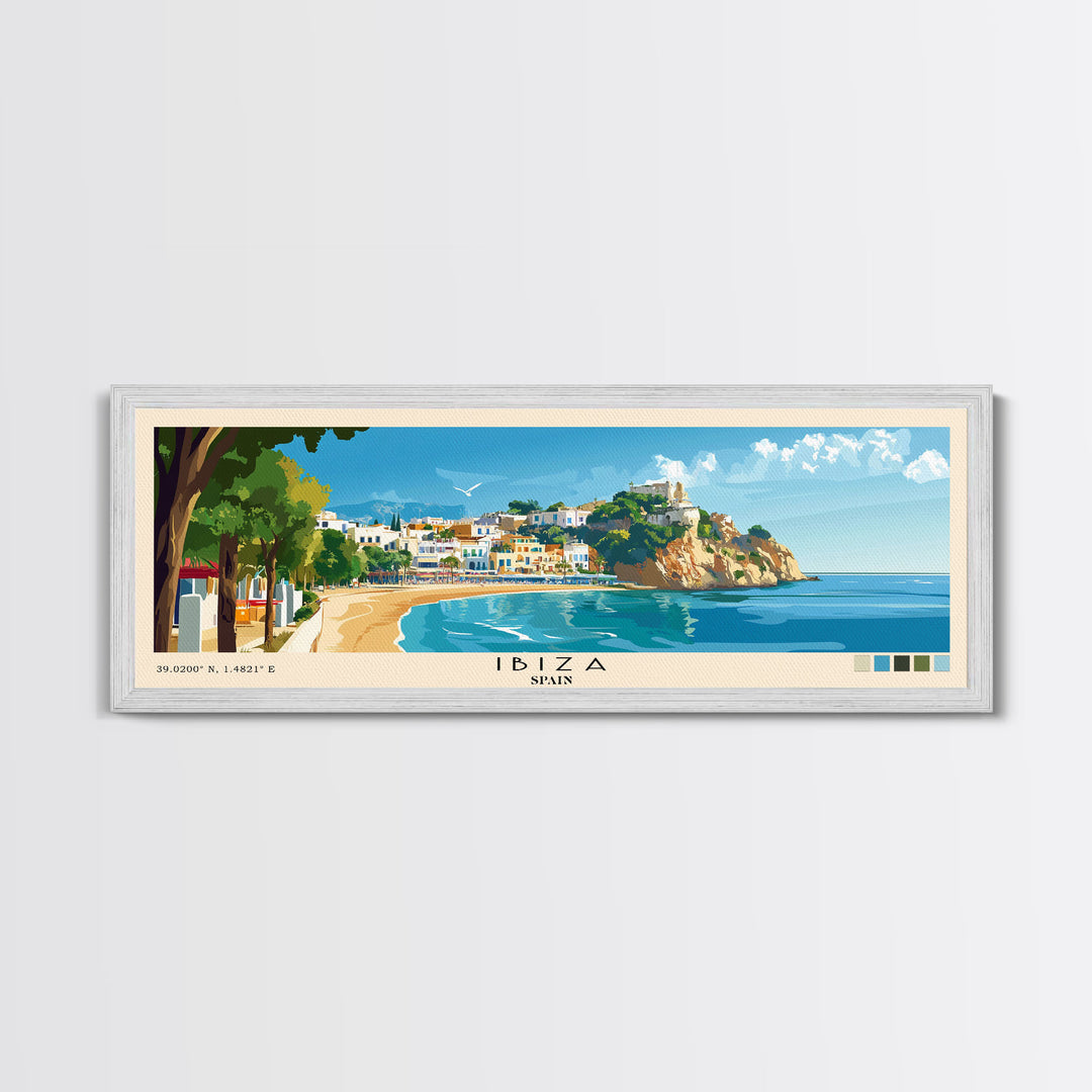 Ibiza, Spain Panoramic Print, Vacation Gift, Spain Wall Art, Vacation Wall Art, Vacatation Memories, Beach Decor, Beach Or Lakehouse Art
