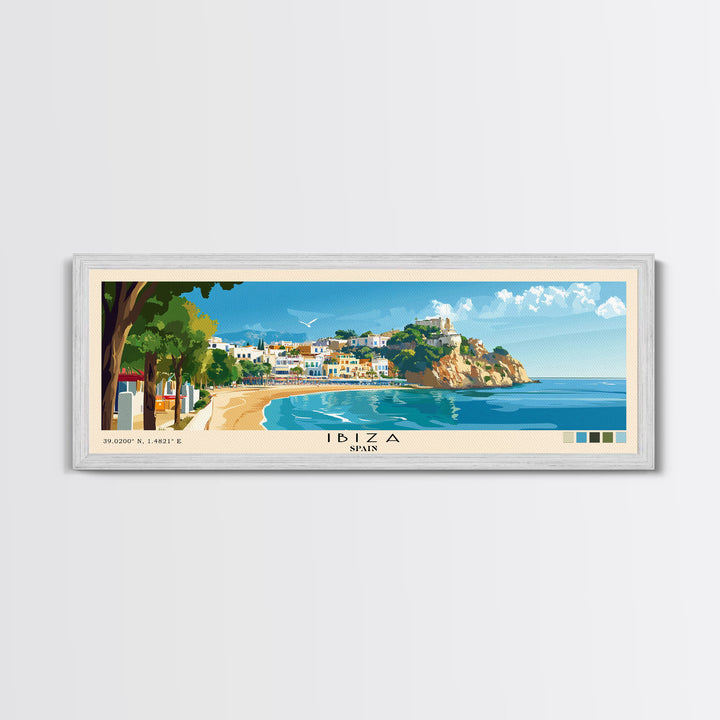 Ibiza, Spain Panoramic Print, Vacation Gift, Spain Wall Art, Vacation Wall Art, Vacatation Memories, Beach Decor, Beach Or Lakehouse Art