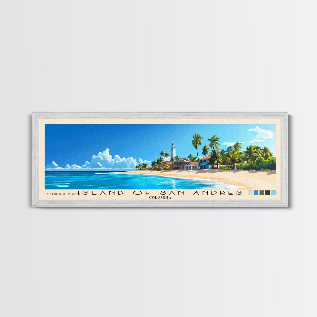 Island of San Andres, Colombia Panoramic Print, Vacation Gift, Colombia Wall Art, Vacation Wall Art, Vacatation Memories, Beach Decor, Beach Or Lakehouse Art