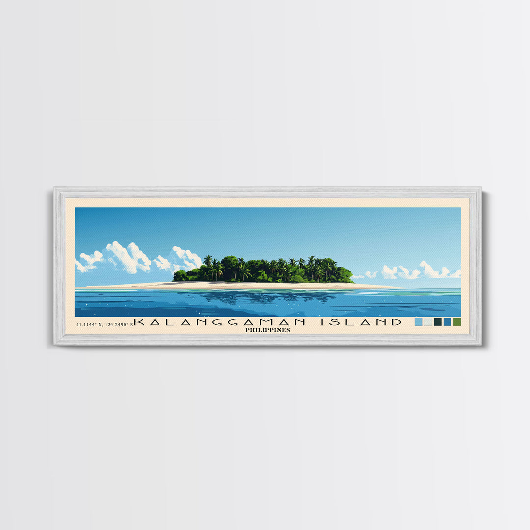 Kalanggaman Island, Philippines Panoramic Beach Print, Vacation Gift, Philippines Wall Art, Framed Canvas Print, Framed Beach Painting