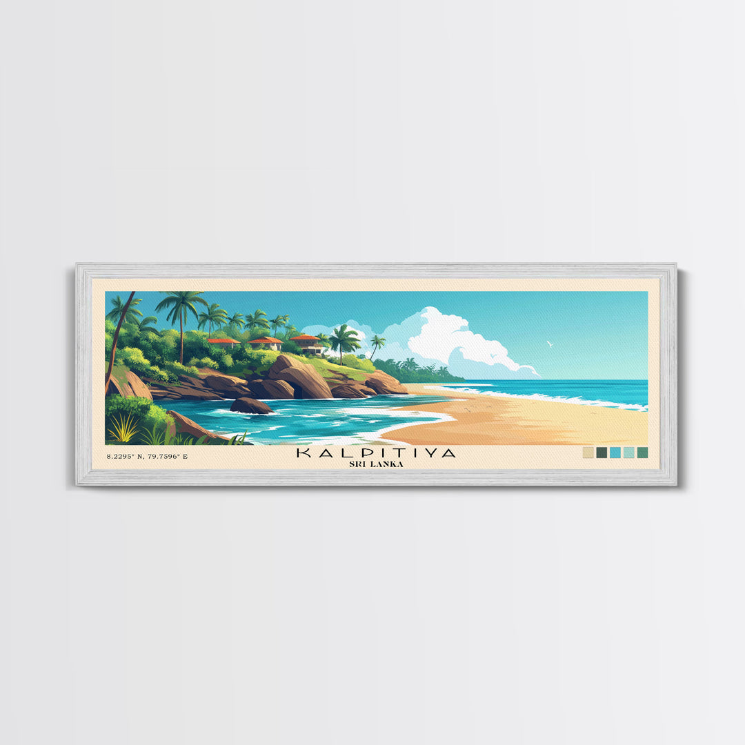 Kalpitiya, Sri Lanka Panoramic Print, Vacation Gift, Sri Lanka Wall Art, Beach Painting, Beach Decor, Beach Or Lakehouse Art