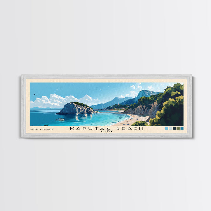 Kaputaş Beach, Turkey Panoramic Print, Vacation Gift, Turkey Wall Art, Beach Painting, Beach Decor, Beach Or Lakehouse Art