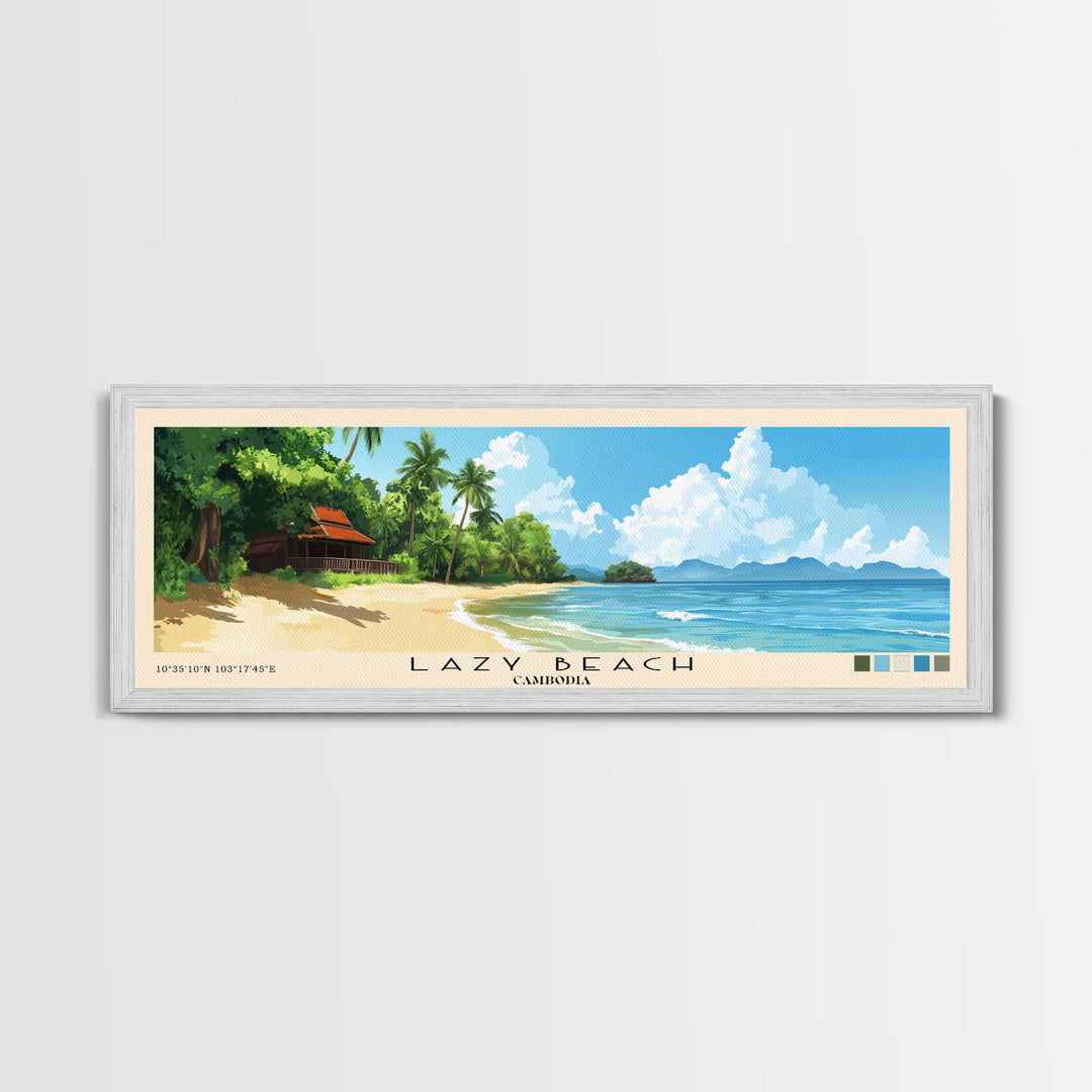 Lazy Beach, Cambodia Panoramic Print, Vacation Gift, Cambodia Wall Art, Vacation Wall Art, Vacatation Memories, Beach Decor, Beach Or Lakehouse Art