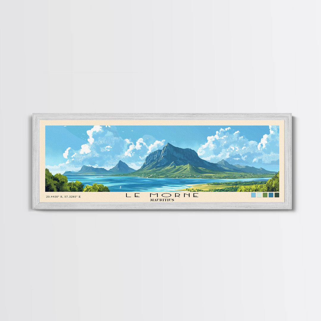 Le Morne, Mauritius Panoramic Print, Vacation Gift, Mauritius Wall Art, Beach Painting, Beach Decor, Beach Or Lakehouse Art