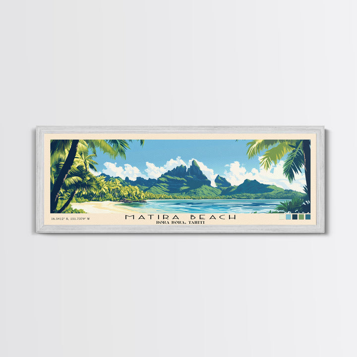 Matira Beach, Bora Bora, Tahiti Panoramic Print, Vacation Gift, Bora Bora, Tahiti Wall Art, Vacation Wall Art, Vacatation Memories, Beach Decor, Beach Or Lakehouse Art