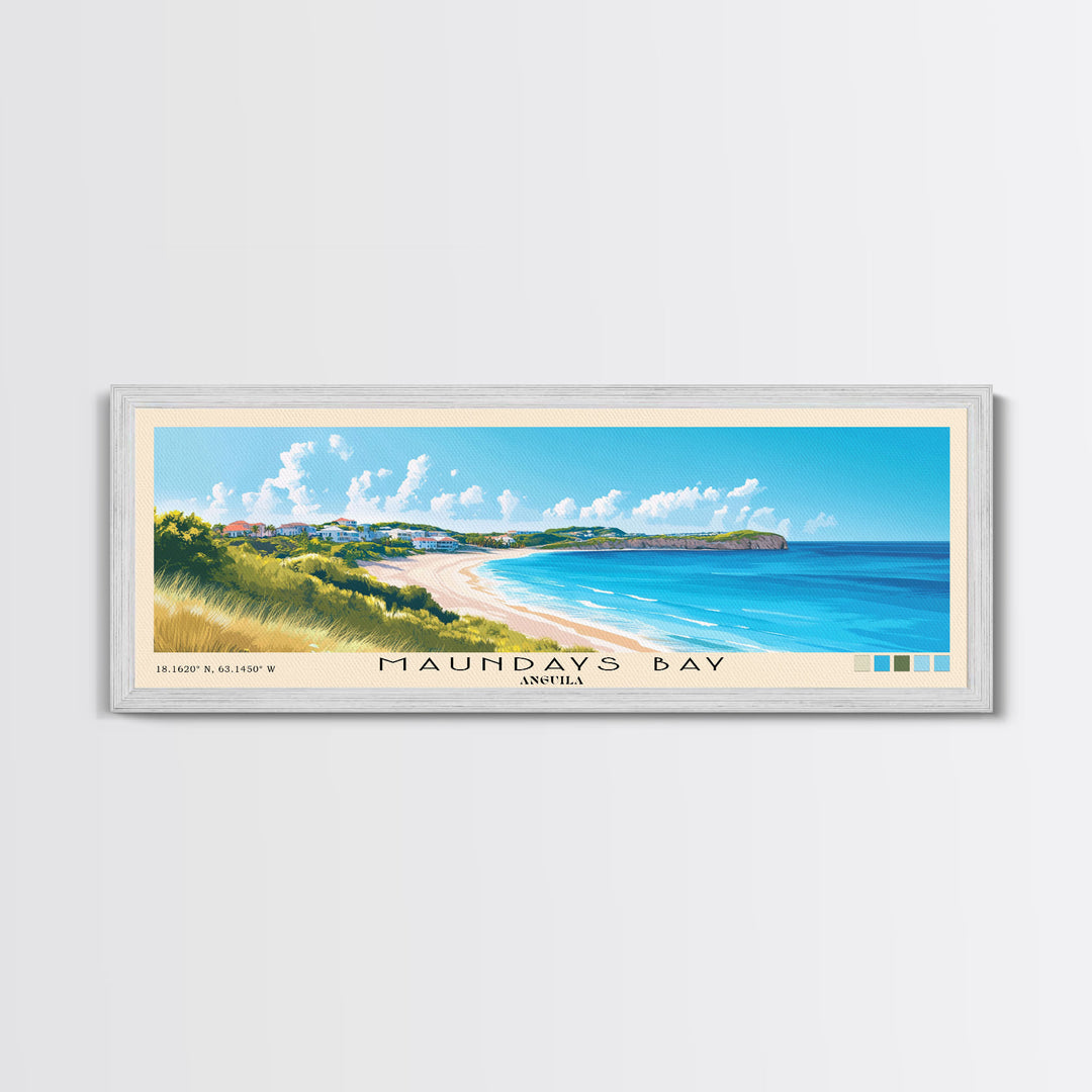 Maundays Bay, Anguila Panoramic Beach Print, Vacation Gift, Anguila Wall Art, Beach Painting, Beach Decor, Beach Painting