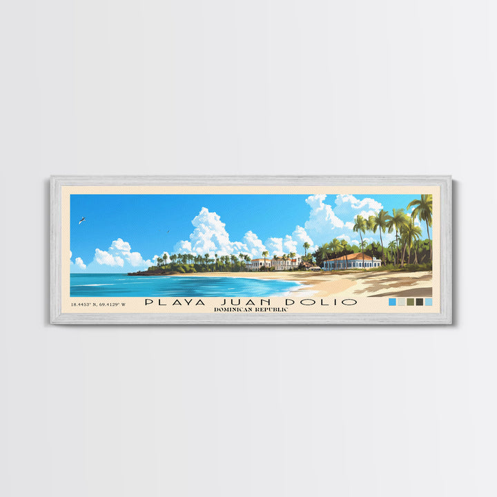 Playa Juan Dolio, Dominican Republic Panoramic Print, Vacation Gift, Dominican Republic Wall Art, Beach Painting, Beach Decor, Large Wall Art, Wood Frame Art