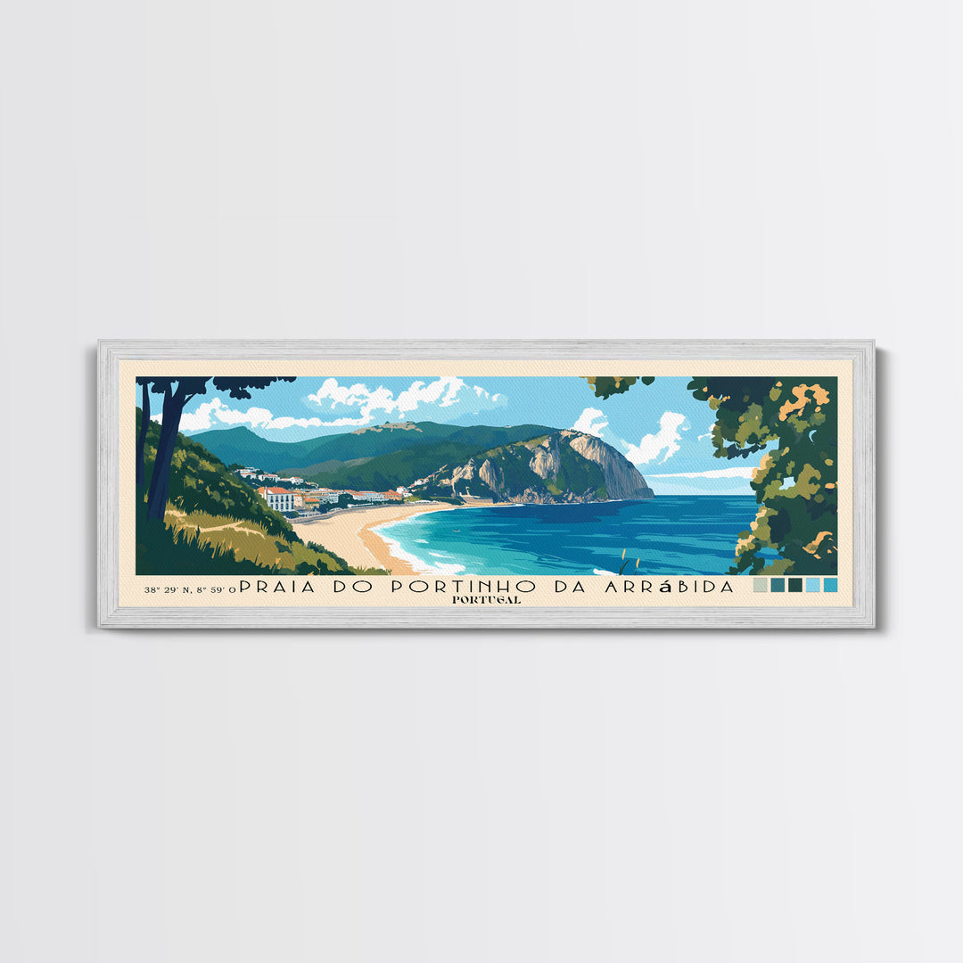 Praia do Portinho da Arrábida, Portugal Panoramic Print, Vacation Gift, Portugal Wall Art, Vacation Wall Art, Vacatation Memories, Beach Decor, Beach Or Lakehouse Art
