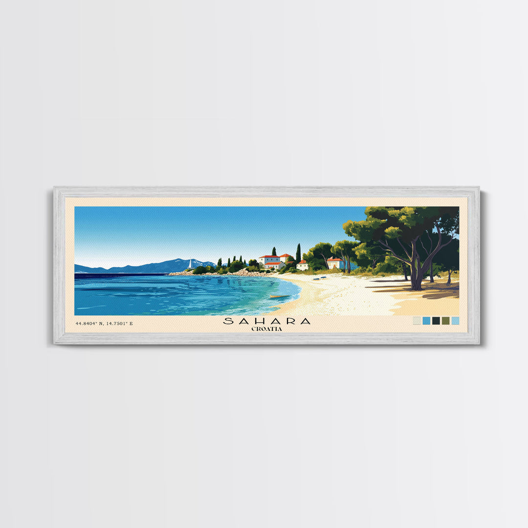 Sahara, Croatia Panoramic Print, Vacation Gift, Croatia Wall Art, Vacation Wall Art, Vacatation Memories, Beach Decor, Beach Or Lakehouse Art