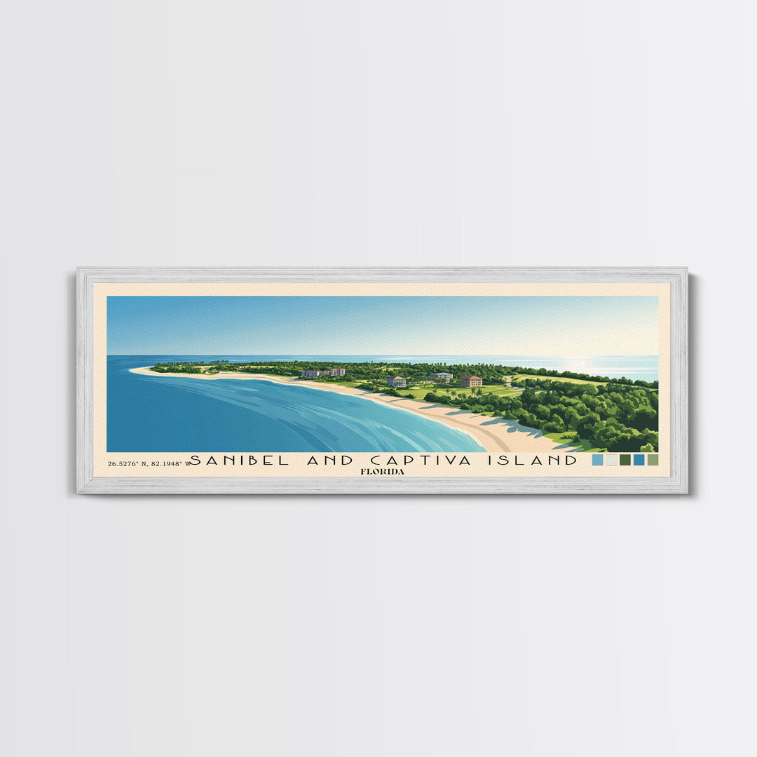 Sanibel and Captiva Island, Florida Panoramic Print, Vacation Gift, Florida Wall Art, Vacation Wall Art, Vacatation Memories, Beach Decor, Beach Or Lakehouse Art