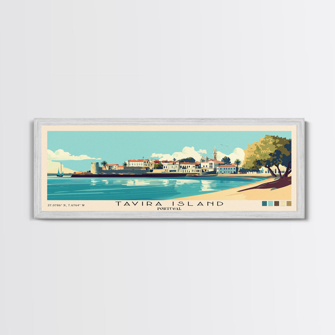 Tavira Island, Portugal Panoramic Beach Print, Vacation Gift, Portugal Wall Art, Beach Painting, Beach Decor, Beach Painting