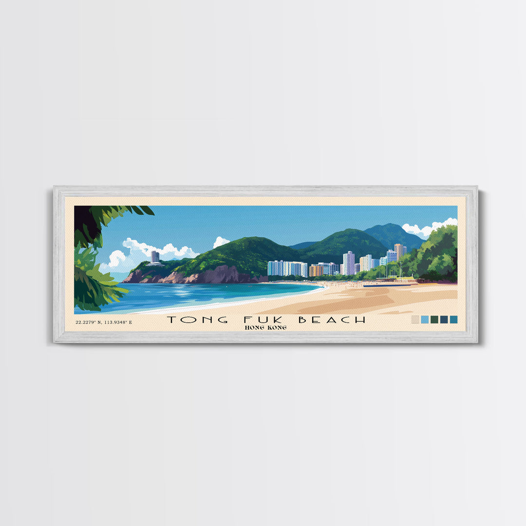 Tong Fuk Beach, Hong Kong Panoramic Print, Vacation Gift, Hong Kong Wall Art, Vacation Wall Art, Vacatation Memories, Beach Decor, Beach Or Lakehouse Art