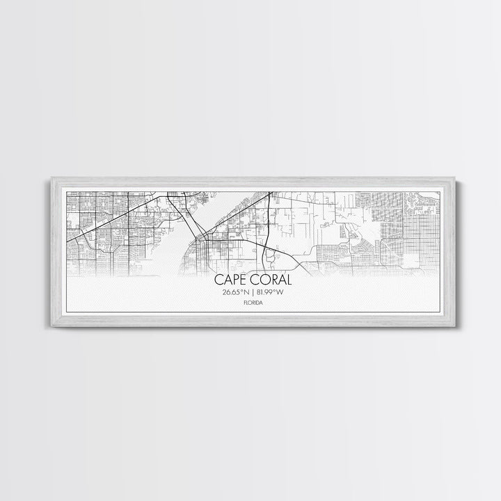 Panoramic Cape Coral City Map, Florida Art, Map Print, Minimalist Wall Art, Canvas Art, Housewarming Gift, Street Map Art, Closing Gift