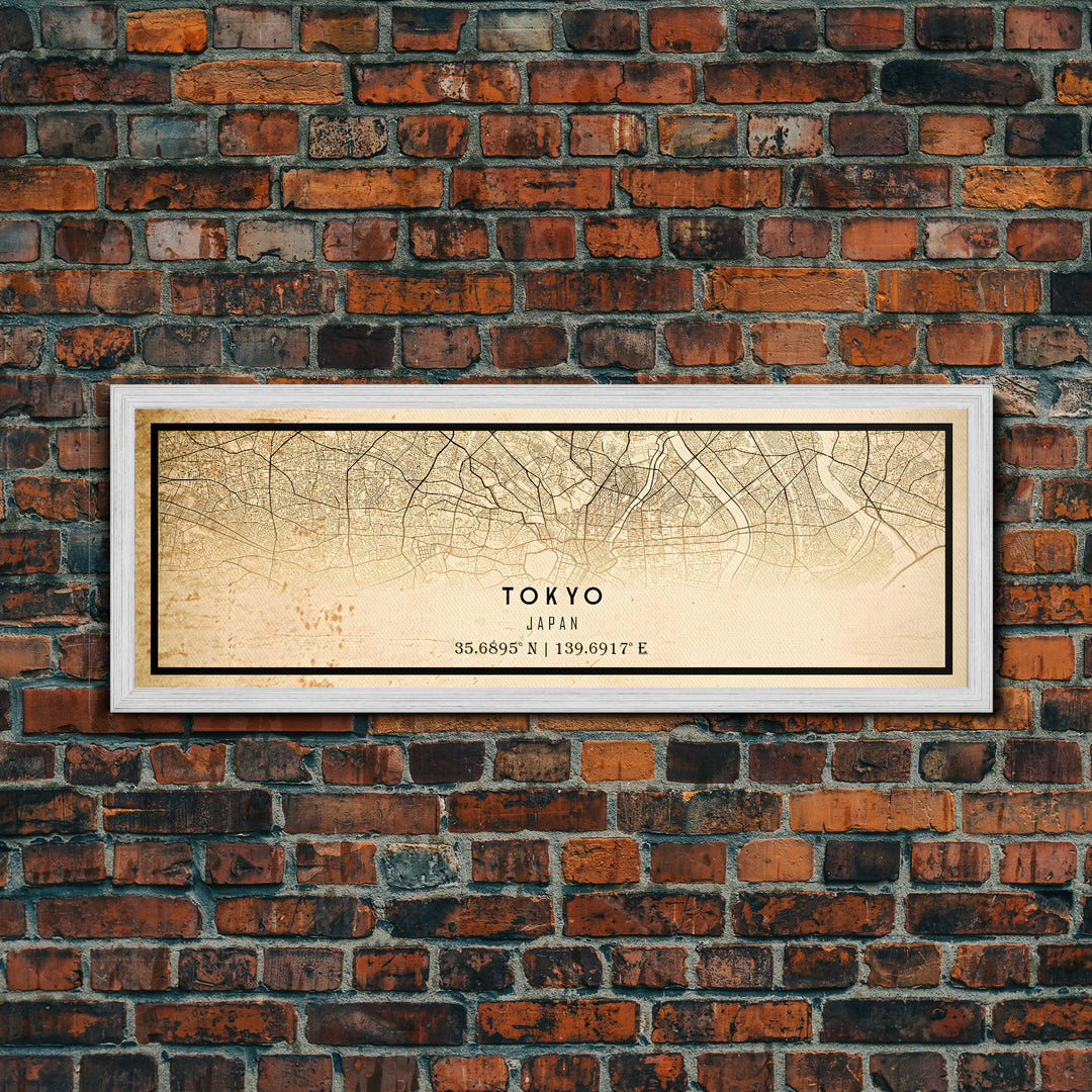 Tokyo Japan Panoramic map print poster or framed canvas, Tokyo map print poster canvas, Japan city map print canvas, Vintage Travel Art