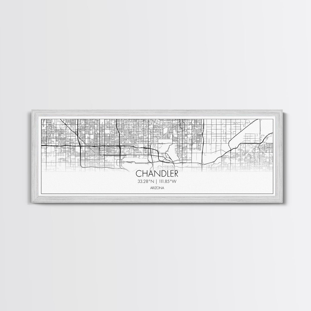 Panoramic Chandler City Map, Arizona Art, Map Print, Minimalist Wall Art, Canvas Art, Housewarming Gift, Street Map Art, Closing Gift