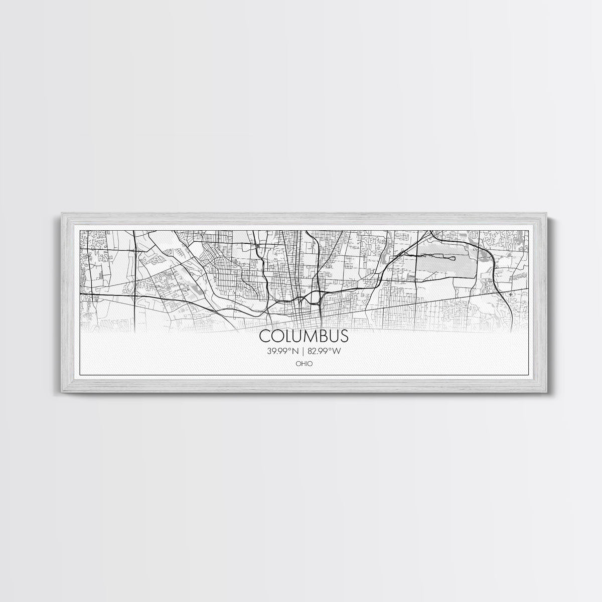 Panoramic Columbus City Map, Ohio Art, Map Print, Minimalist Wall Art, Canvas Art, Housewarming Gift, Street Map Art, Closing Gift