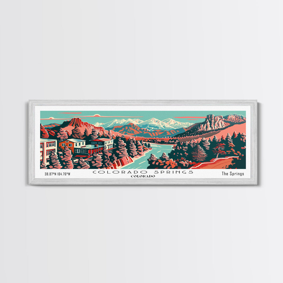 Colorado Springs Colorado Panoramic Travel Poster Canvas Print