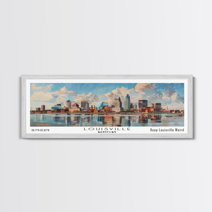 Louisville Kentucky Panoramic Watercolor Cityscape, Framed Canvas Print for Living Room, Office Wall Art, Urban Decor, Travel Poster