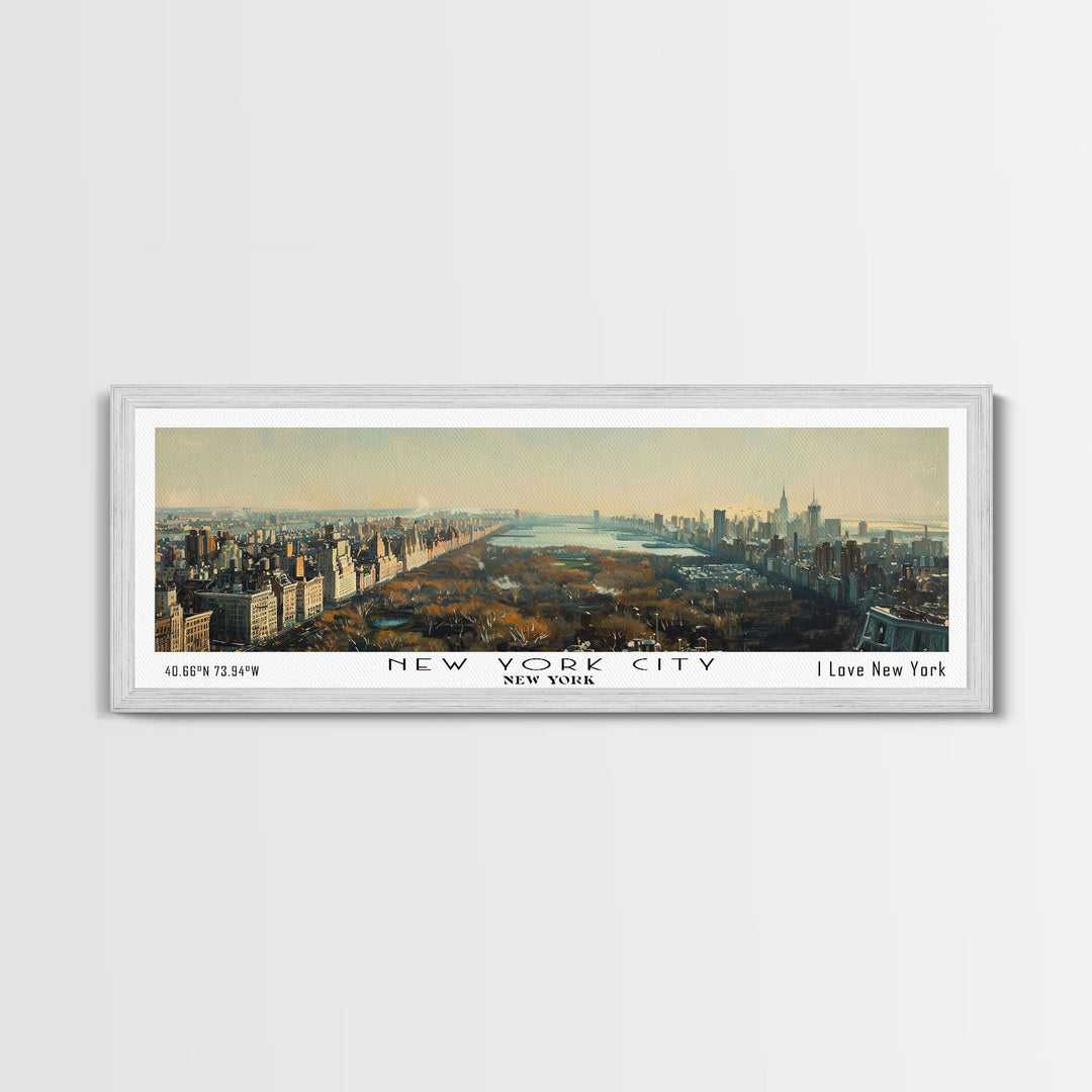 New York New York Panoramic Painting, Framed Canvas Print for Living Room, Stunning Cityscape Watercolor Art, Travel Poster, Unique Gift Idea