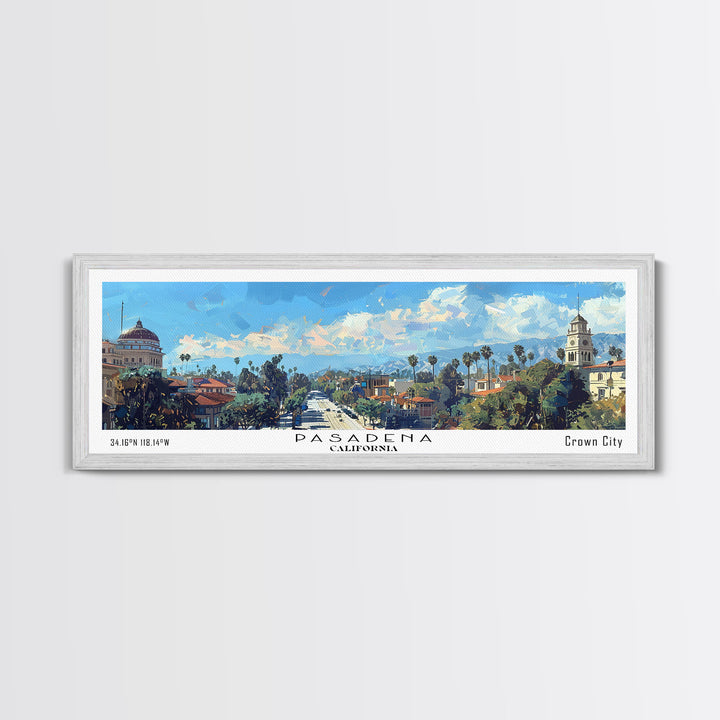 Pasadena California Panoramic Painting, Framed Canvas Print, Stunning Cityscape Watercolor Art, Travel Poster, Modern Home Decor, Unique Gift