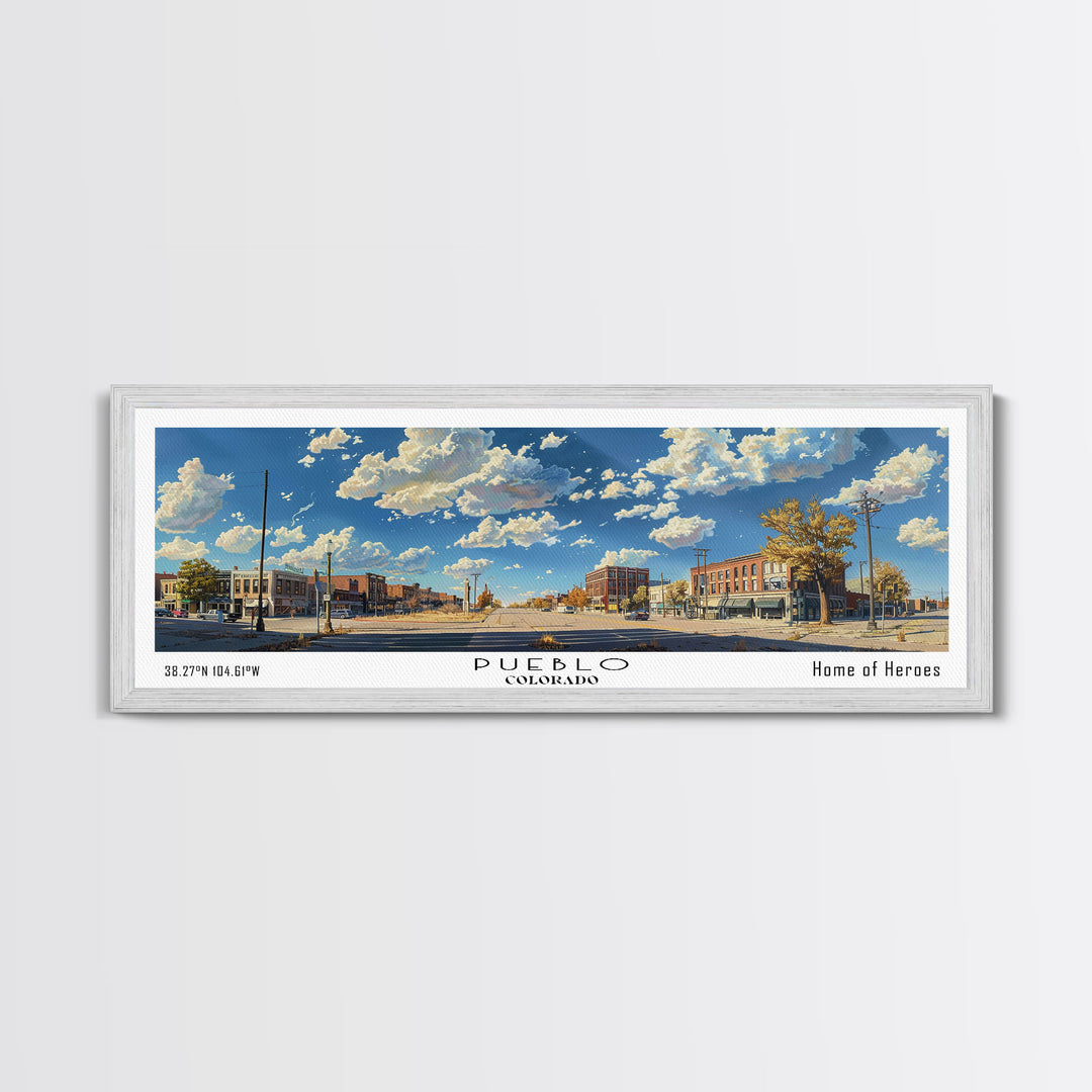 Pueblo Colorado Panoramic Print, Artistic Framed Canvas Print, Travel Poster Art, Home Decor, Office Wall Art, Gift Idea