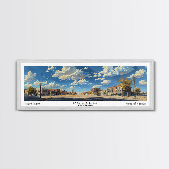 Pueblo Colorado Panoramic Print, Artistic Framed Canvas Print, Travel Poster Art, Home Decor, Office Wall Art, Gift Idea