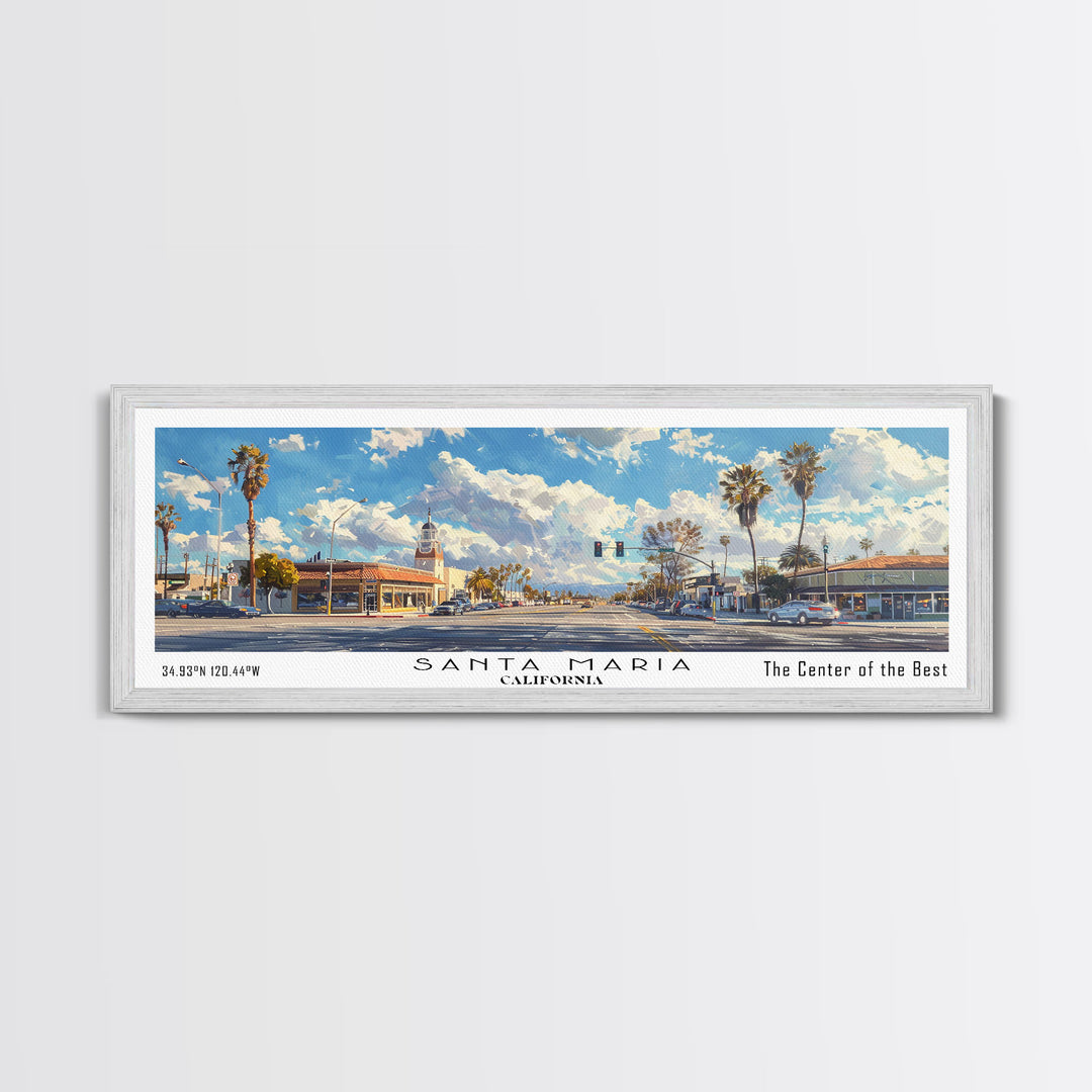 Santa Maria California Travel Poster, Framed Canvas Print, Office Decor, Wall Hanging, Travel Gift, Living Room Art, Vintage Style Art