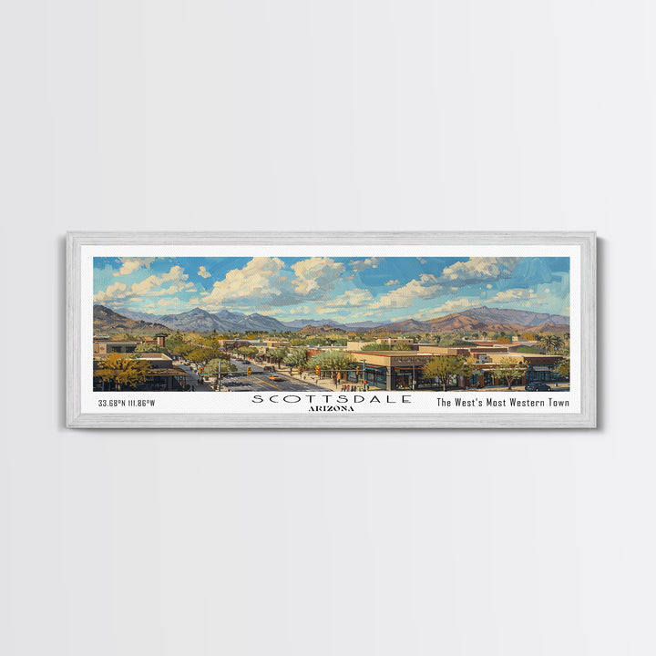 Scottsdale Arizona Travel Poster, Framed Canvas Print, Wall Art, Home Decor, Travel Gift, Living Room Art, Retro Style Art, Office Decor