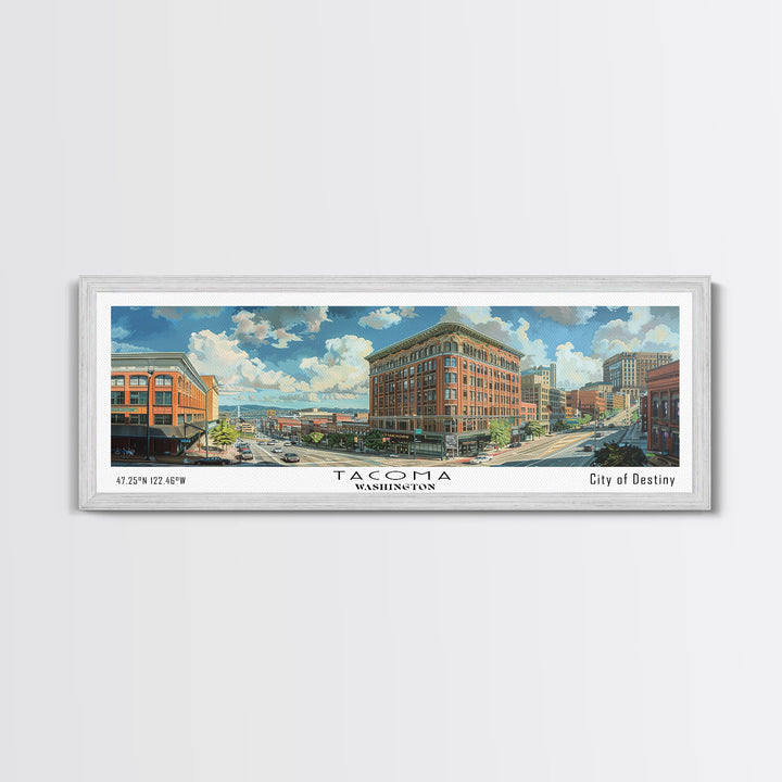 Tacoma Washington Travel Poster, Framed Canvas Print, Office Art, Wall Hanging, Travel Gift, Living Room Art, Vintage Style