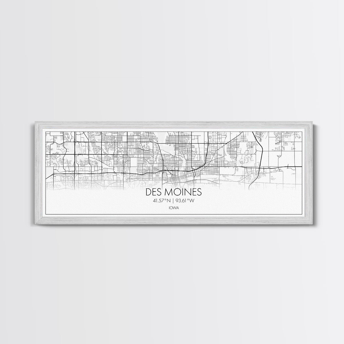 Panoramic Des Moines City Map, Iowa Art, Map Print, Minimalist Wall Art, Canvas Art, Housewarming Gift, Street Map Art, Closing Gift