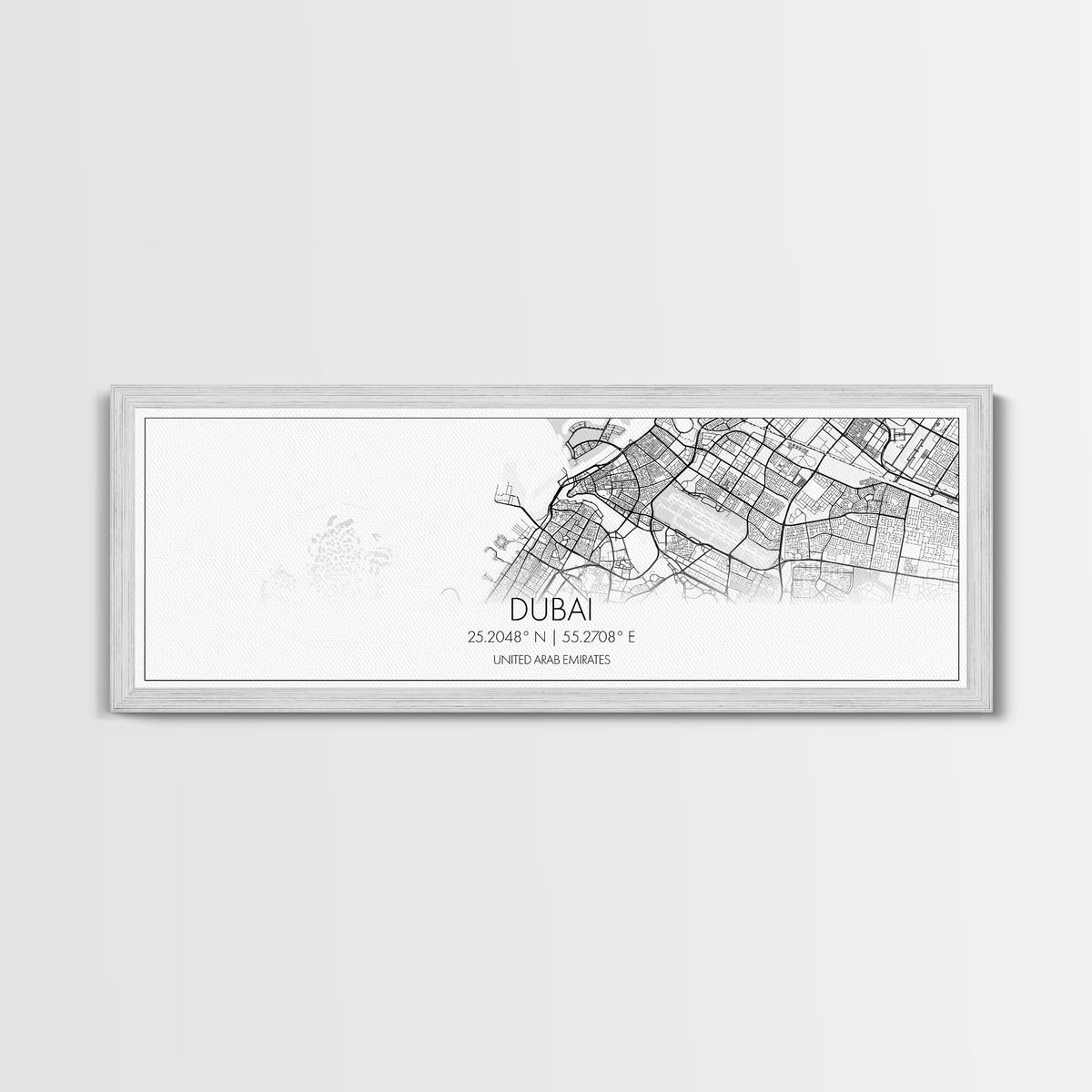 Panoramic Dubai City Map, United Arab Emirates Art, Map Print, Minimalist Wall Art, Canvas Art, Housewarming Gift, Street Map, Closing Gift