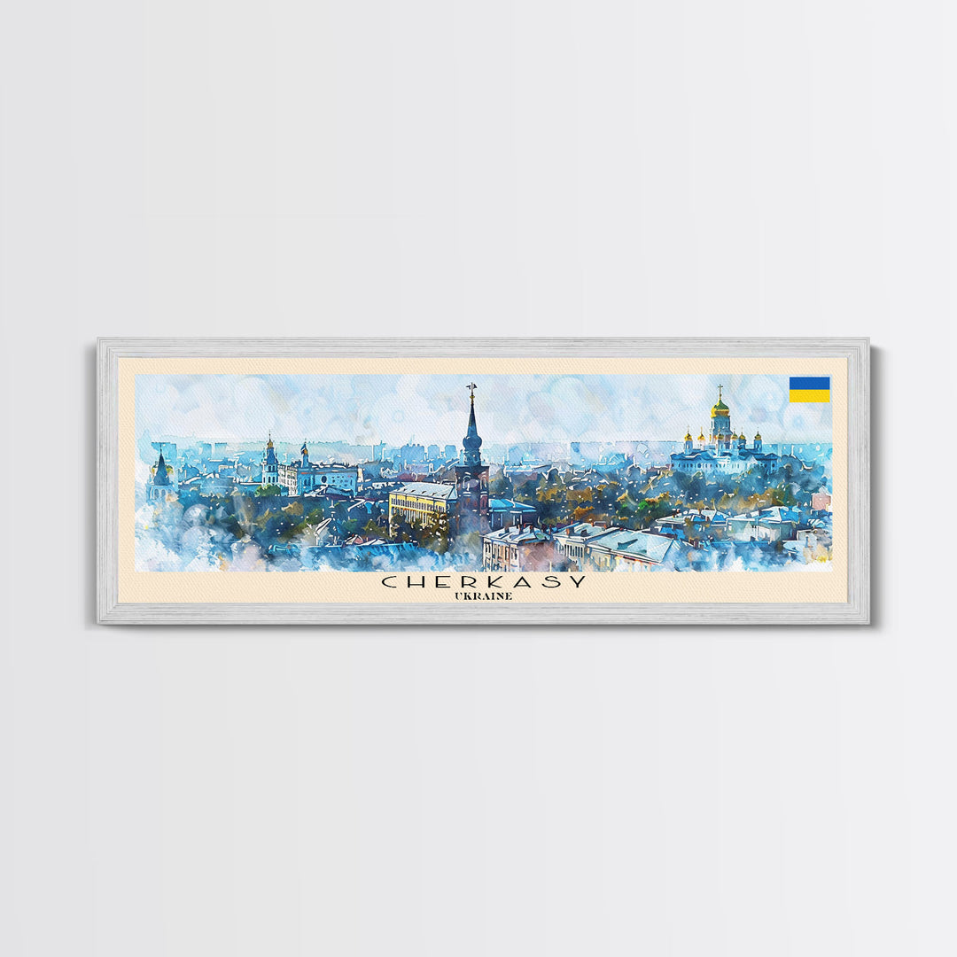 Cherkasy Ukraine Travel Art, City Art, Framed Canvas Print or Metal Wall Art, Europe Travel Poster, Panoramic Wall Art, Extra Wide Wall Art