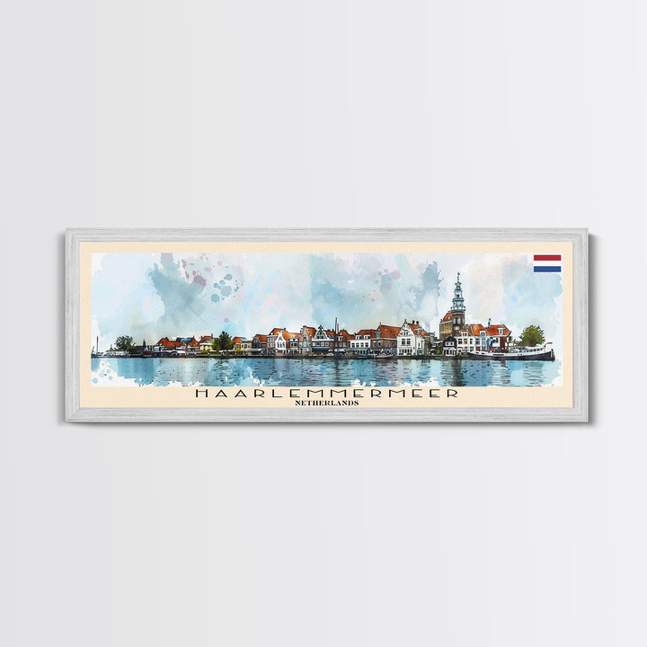 Haarlemmermeer Netherlands Panoramic Travel Poster, Framed Canvas Print or Metal Wall Art, Travel Art, Home Decor, Panoramic Painting, Midcentury Art