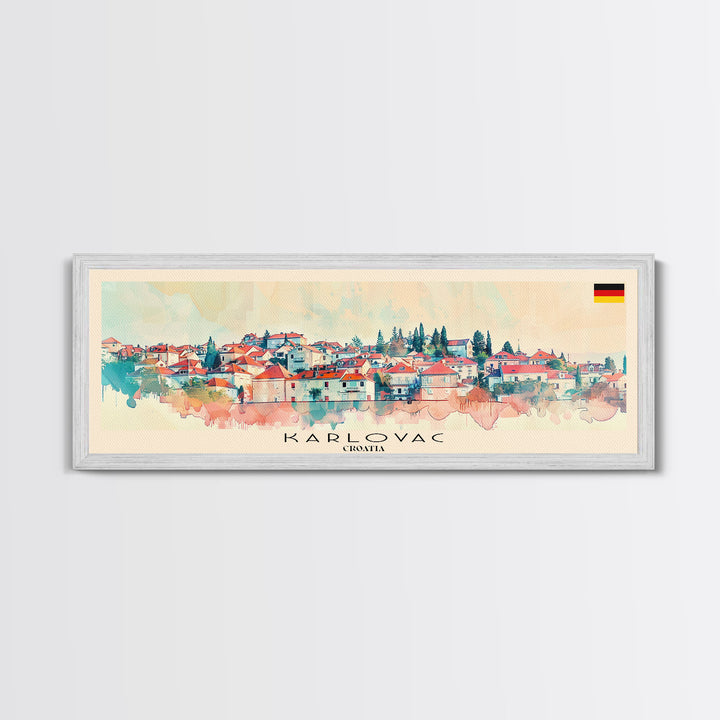 Karlovac Croatia Travel Art, City Art, Framed Canvas Print or Metal Wall Art, Europe Travel Poster, Panoramic Wall Art, Extra Wide Wall Art