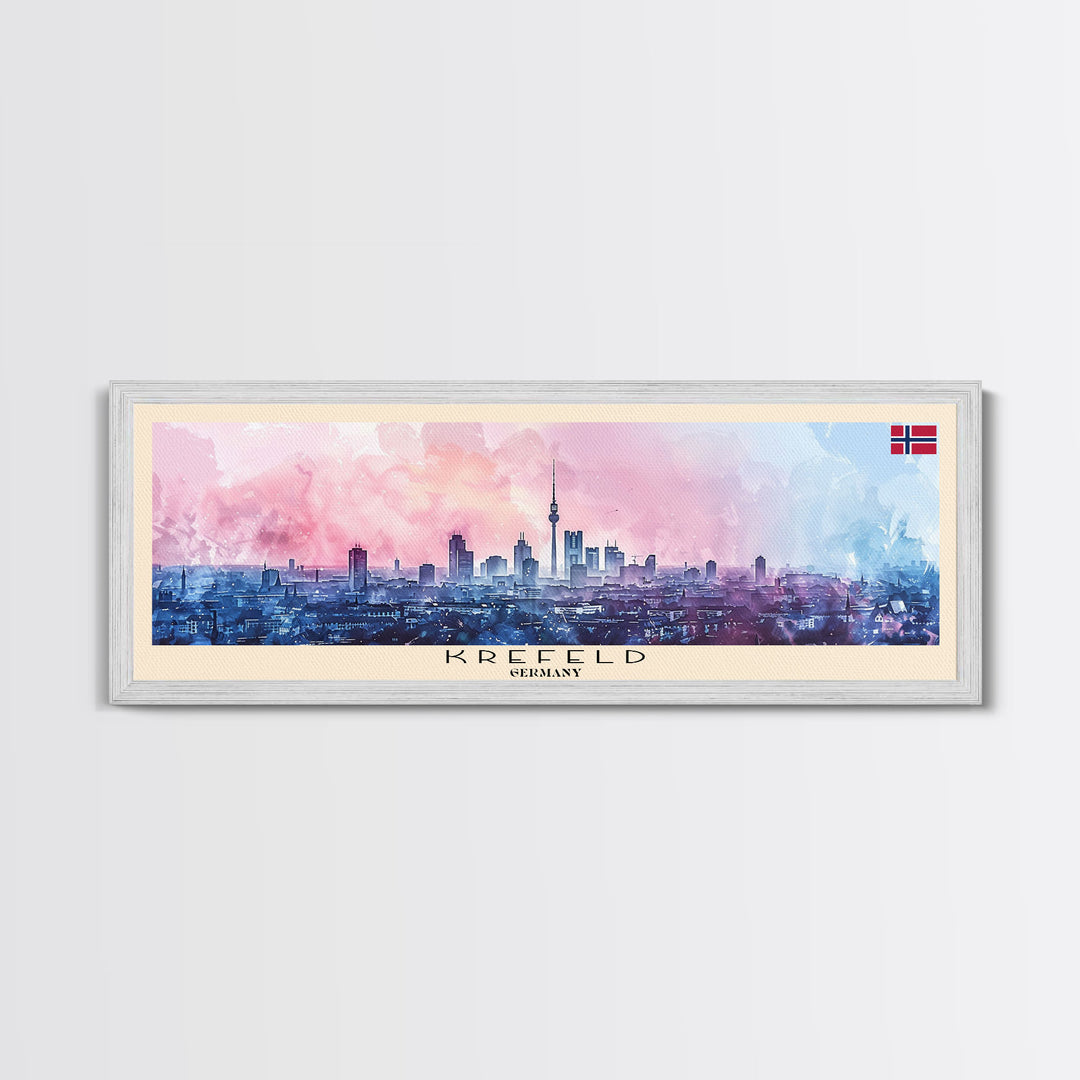 Krefeld Germany Panoramic Travel Poster, Framed Canvas Print or Metal Wall Art, Travel Art, Home Decor, Panoramic Painting, Midcentury Art