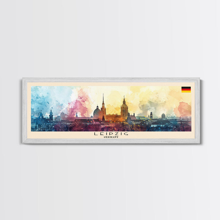 Leipzig Germany Travel Art, City Art, Framed Canvas Print or Metal Wall Art, Europe Travel Poster, Panoramic Wall Art, Extra Wide Wall Art